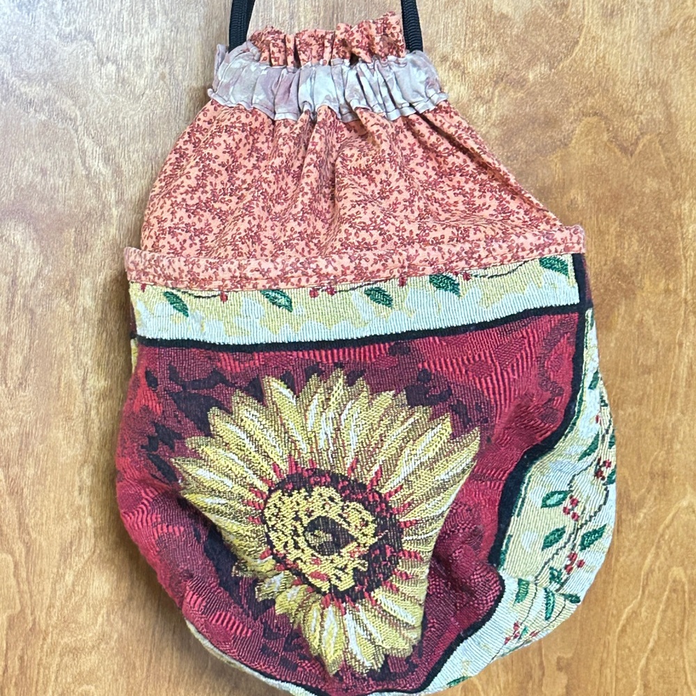 Sunflower Patterned Drawstring Pouch Bag - Red An… - image 7